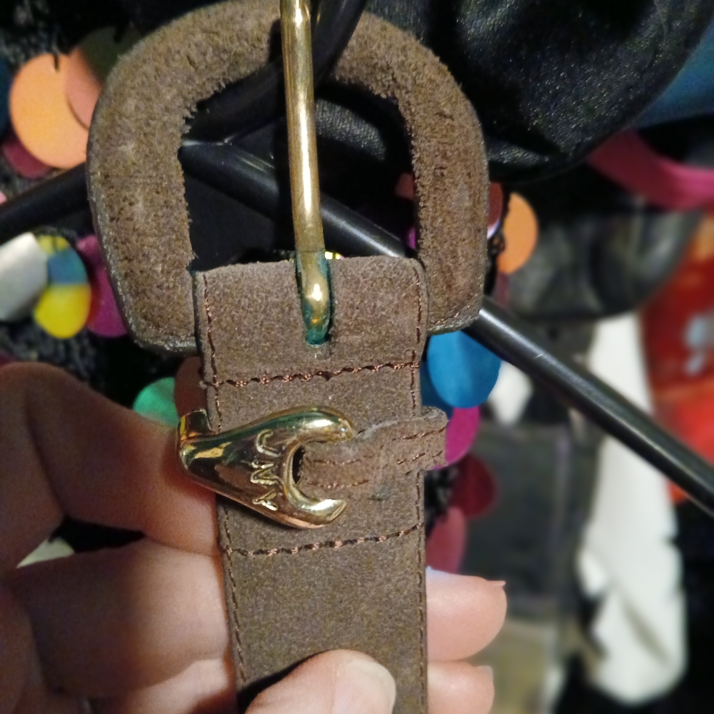 Brown Suede Belt with Gold Buckle